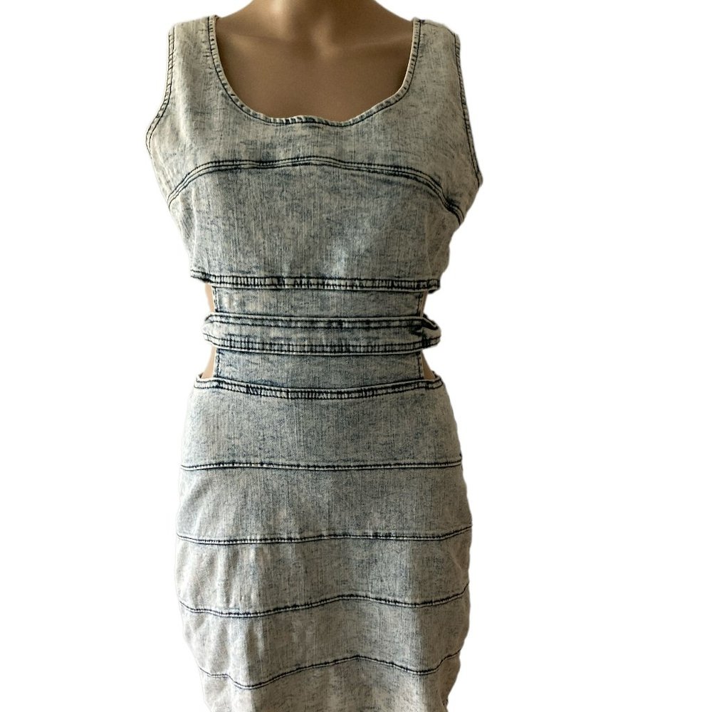 Special A Denim 80's Style Washed Denim Size M Cut Out Dress